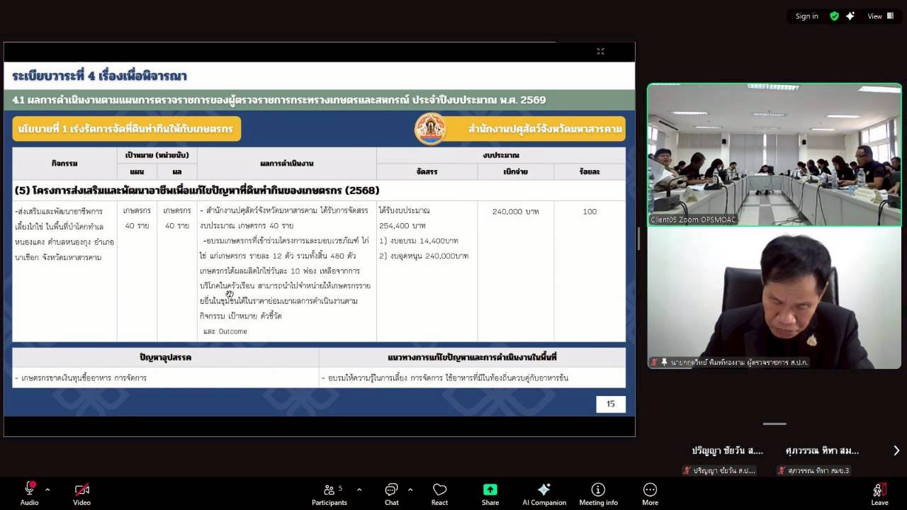 title - ผู้ตรวจราชการ ส.ป.ก. เข้าร่วมการประชุมตรวจติดตามการดำเนินงานตามแผนการตรวจราชการ ของผู้ตรวจราชการกระทรวงเกษตรและสหกรณ์ ประจำปีงบประมาณ พ.ศ. 2569 รอบที่ 1 ในเขตตรวจราชการที่ 12 จังหวัดมหาสารคาม